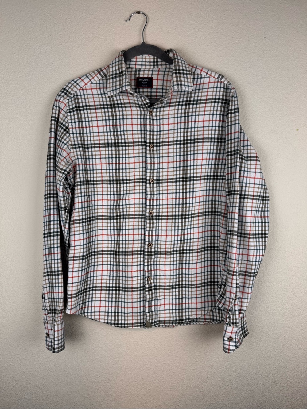 UNTUCKit Merzling Mens M Slim Fit Plaid Flannel Shirt Long Sleeve Multicolor
